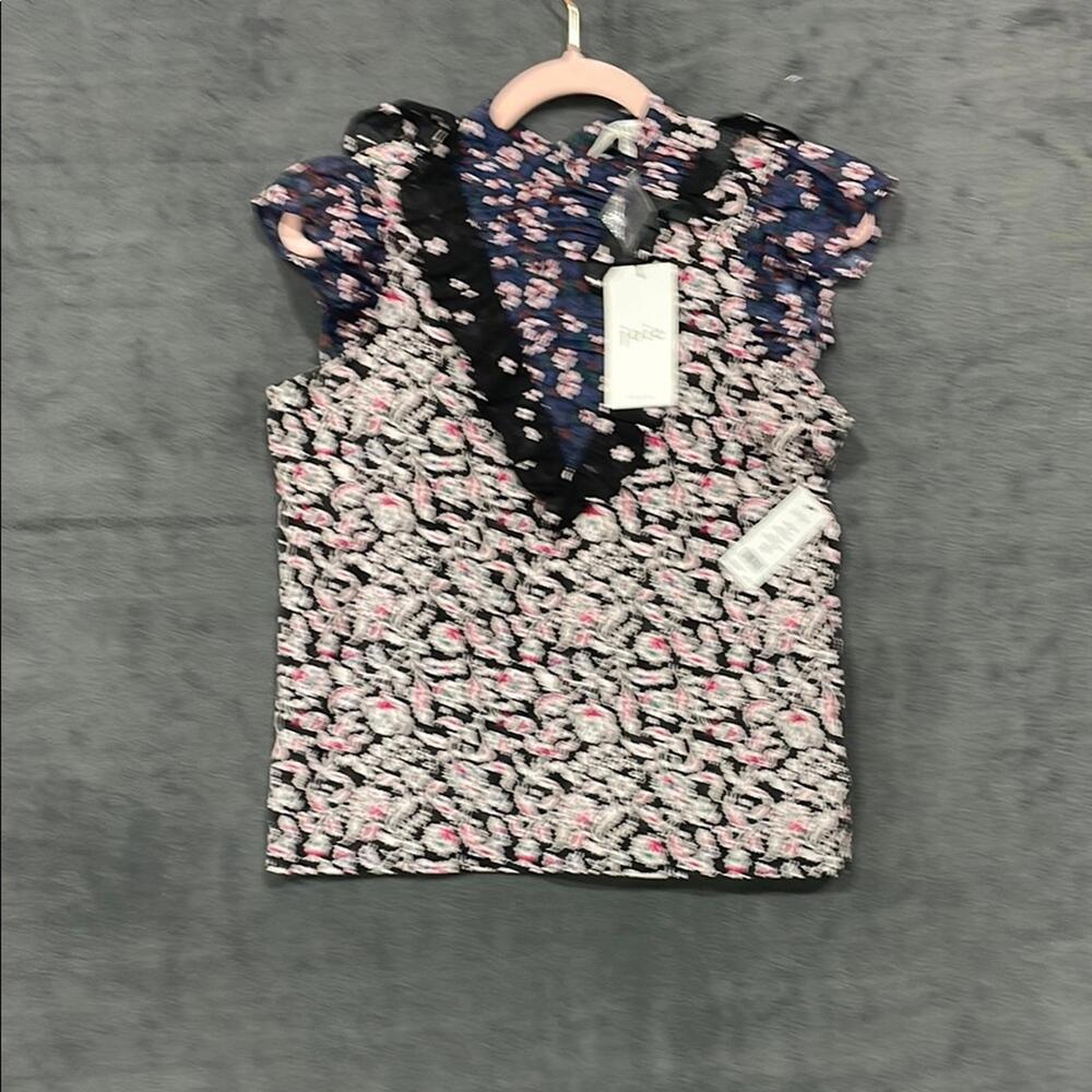 Floral Ladies Top with Ruffle Sleeves